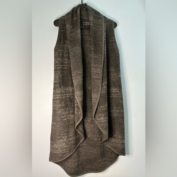 Lucky Brand Womens Gray Black Open Front Shawl Sweater Vest Size XS/S Wool Blend - Picture 1 of 6